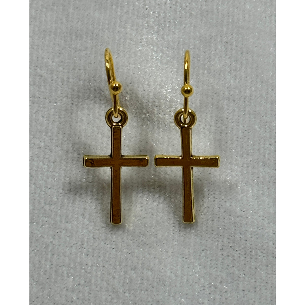 Gold Tone Cross Dangle Earrings Christian Faith Jewelry 3/4 Inch E284