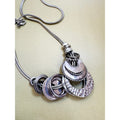 Vintage Silver Tone Statement Necklace 36" Long Multi Ring Pendant N413