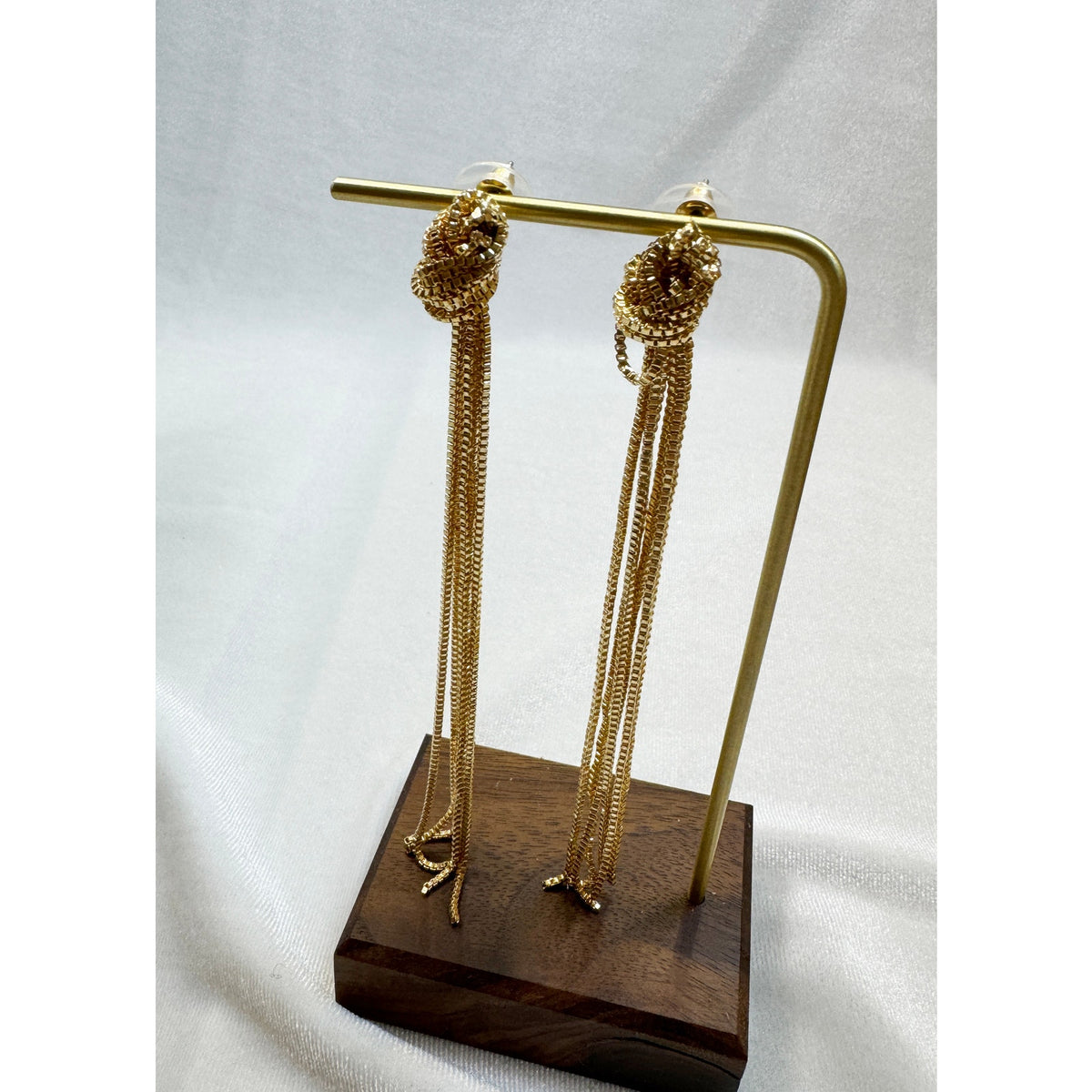 Gold Multi Chain Tassel Earrings 4.5" Long Statement Fringe Dangle Earrings E380
