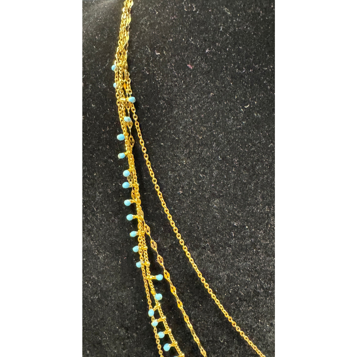 Gold Layered Evil Eye Necklace Blue Bead Multi Strand Boho Necklace N124