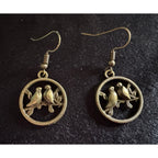 New Antiqued Bronze Bird Dangle Earrings E195