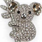 Koala Brooch Pin Rhinestone Silver Tone Tree Branch Animal Jewelry Gift CP179