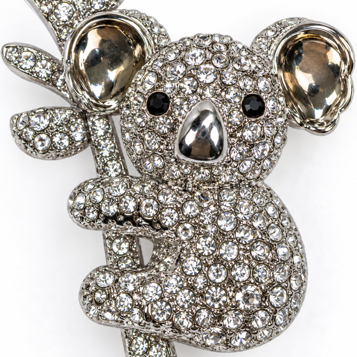 Koala Brooch Pin Rhinestone Silver Tone Tree Branch Animal Jewelry Gift CP179