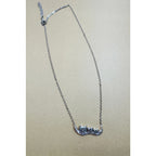 Silvertone Owl Family Necklace on Branch Bird Jewelry 1.25" Wide  N306