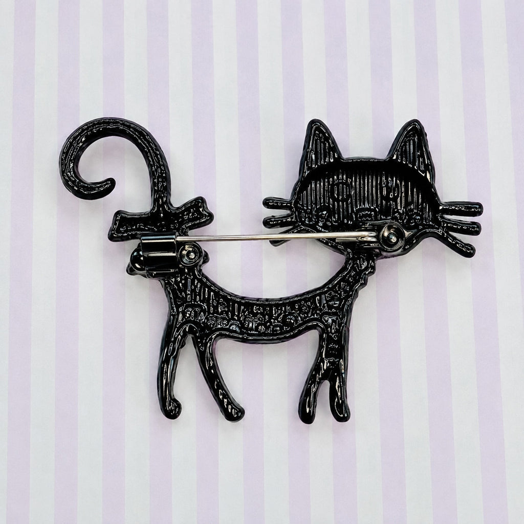 New Whimsical Purple & Multi-Color Enamel Cat Brooch Pin  Costume Jewelry CP166