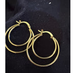 Stainless Steel Gold Hoop Earrings Double Circle Hoops 1.25 Inch E249