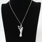 New Fashion Comb and Scissor Stylish Silver Tone Necklace N89