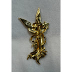 Gold Tone Angel Brooch Pin with Aurora Borealis Star Christmas 3" CP164