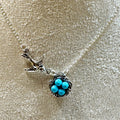 Bird Nest Necklace Turquoise Blue Eggs Silver Tone Swallow 18-20 Inch Chain N374