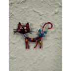 New Whimsical Red & Multi-Color Enamel Cat Brooch Pin  Costume Jewelry CP25