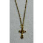 Gold Tone Cross Necklace 18-20 Inch Chain Christian Faith Jewelry N284