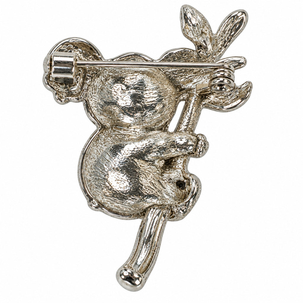 Koala Brooch Pin Rhinestone Silver Tone Tree Branch Animal Jewelry Gift CP179
