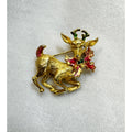 Vintage Christmas Reindeer Brooch Pin Gold Holiday Deer Fair Condition CP190