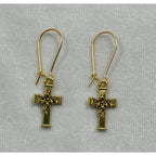 Gold Tone Cross Dangle Earrings Christian Faith Jewelry 1 Inch E272