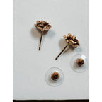 Rose Gold Rhinestone Flower Stud Earrings 1/2" Post Earrings Sparkly New  E304