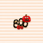 Halloween BOO Pumpkin Brooch Red Black Enamel Gold Tone Jack O Lantern Pin CP215
