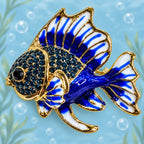 lue Tropical Fish Brooch Pin Rhinestone Gold Tone Enamel Ocean Jewelry CP180