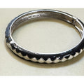 intage Black White Enamel Hinged Bangle Tone Geometric 1/4"  B084