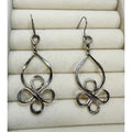 Silver Tone Openwork Drop Dangle Earrings Abstract Swirl 2" Boho Pre-Loved E512