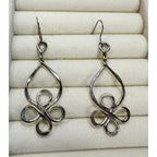 Silver Tone Openwork Drop Dangle Earrings Abstract Swirl 2" Boho Pre-Loved E512