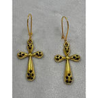 Gold Tone Cross Dangle Earrings Christian Faith Jewelry 1.25 Inches  E286