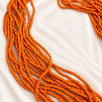 Orange Multi Strand Beaded Necklace Wood Accent 30 Inch Statement N644