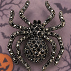 Black Rhinestone Spider Brooch Pin Halloween Gothic Costume Jewelry 2" CP172