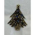 Vintage Christmas Tree Brooch Pin Rhinestones Pearls Holiday Jewelry 2.5" CP179