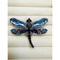 Blue Rhinestone Dragonfly Brooch Pin 2" Crystal Insect Jewelry Gift CP 247