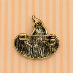 Witch Hat Brooch Pin Gold Tone Black Rhinestone Halloween Jewelry Costume CP182