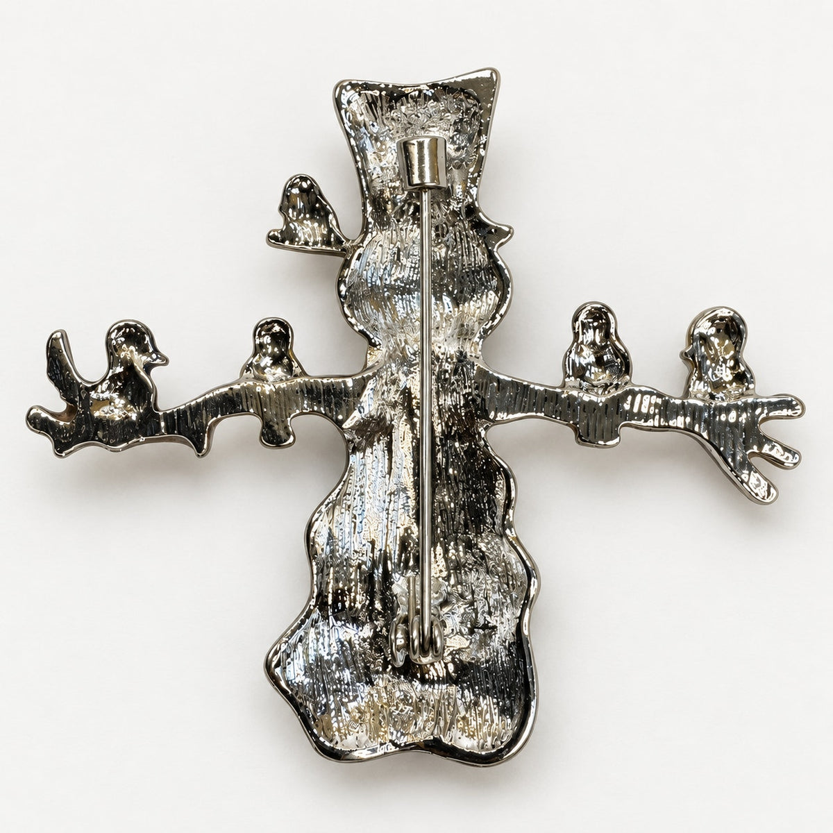 Snowman Brooch Pin Birds on Branch Rhinestone Christmas Holiday Jewelry CP175