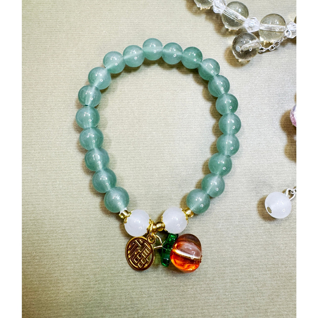 Set of 3 Stretch Beaded Charm Bracelets Butterfly Bee Pumpkin Green Pink B121