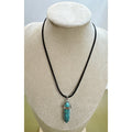 Turquoise Bullet Pendant Necklace 24" Black Cord Boho Western Gift N531