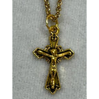 Gold Tone Cross Necklace 18-20 Inch Chain Christian Faith Jewelry N284