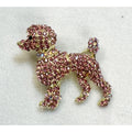 New Pink Rhinestone Poodle Brooch Pin Pendant Gold Dog Puppy Crystal 2"  CP199