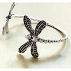 Silver Dragonfly Cuff Bracelet Adjustable Insect Nature Boho 1.5 Inch B146