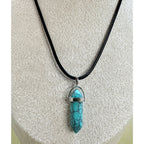 Turquoise Bullet Pendant Necklace 24" Black Cord Boho Western Gift N531