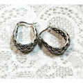 New Silver Textured Hoop Earrings 3/4 x 1/2 Inch Woven Braided Design E297