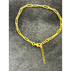 Gold Paperclip Link Bracelet Anklet Adjustable 7-9" Minimalist Chain  B070