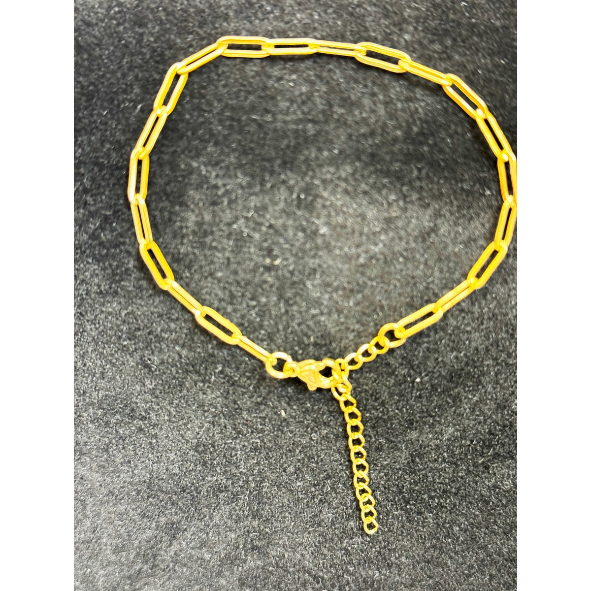 Gold Paperclip Link Bracelet Anklet Adjustable 7-9" Minimalist Chain  B070