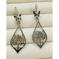 New Stainless Steel Tree of Life Dangle Earrings 1.75" Floral Cut Out E604