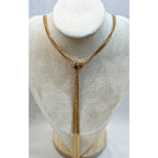 Gold Multi Chain Tassel Necklace 18-20" Adjustable Statement Fringe Lariat N357