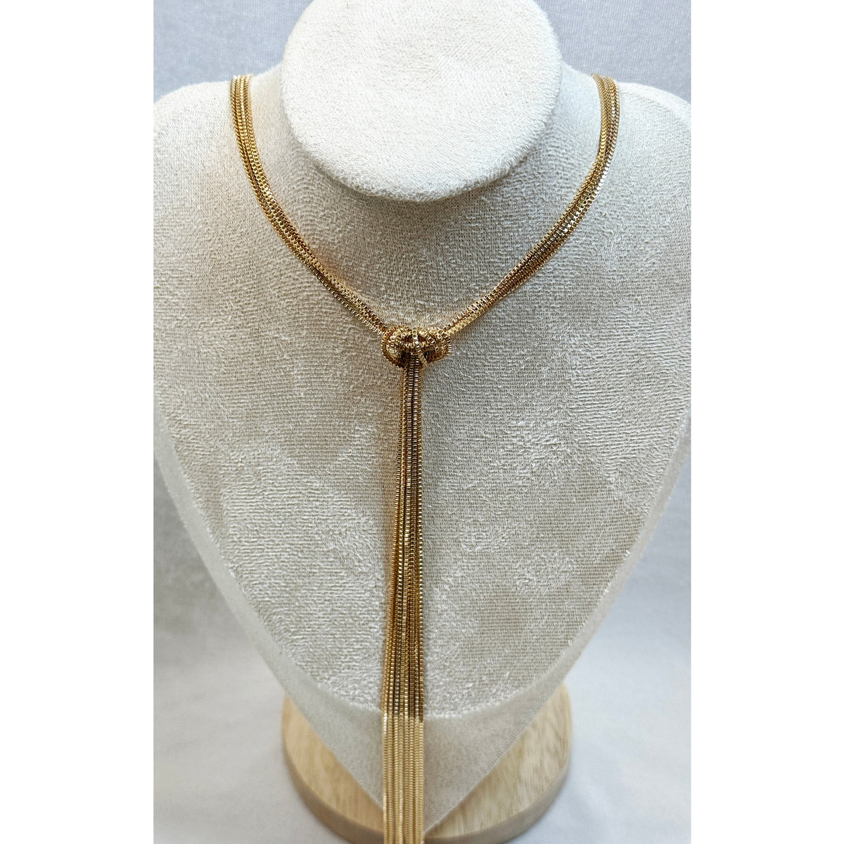 Gold Multi Chain Tassel Necklace 18-20" Adjustable Statement Fringe Lariat N357