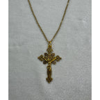 Gold Tone Cross Necklace 18-20 Inch Chain Christian Faith Jewelry N286