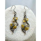 Bee Necklace Earrings Set 20" Chain Rhinestone Bee Floral Jewelry E567
