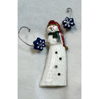 Vintage Folk Art Snowman Brooch Pin Wood Look Christmas Winter Holiday CP187