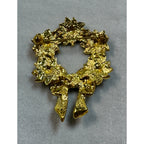 New Enamel Christmas Wreath Brooch Pin Red Poinsettia Green Bow 2" CP160