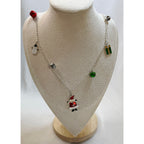 New Christmas Holiday Charm Necklace 36" Long Santa Snowman Bells Tree N143
