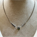 Silver Winged Heart Necklace Mystic Topaz Crystal 22-24" Fantasy Necklace N362