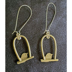 New Antiqued Bronze Bird Dangle Earrings E190